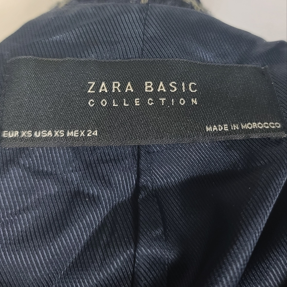 Zara Basic Tweed Houndstooth Full Zip Jacket XS - image 7